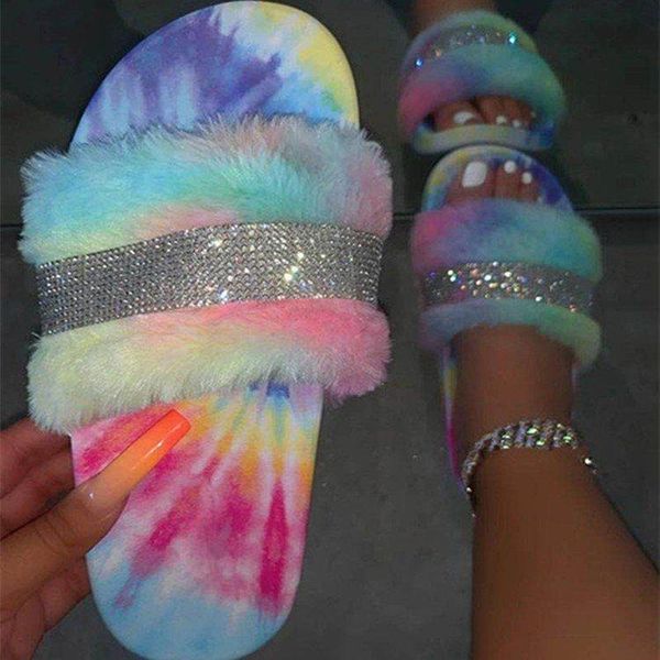 

summer bling slipper large size soft bottom rhinestone fluffy slippers women's single trawl red shoes ycc-gu, Black