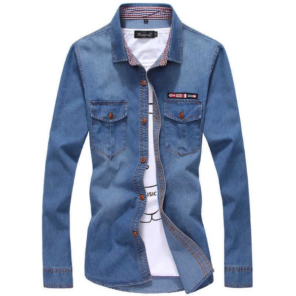 

men's casual shirts men blue denim long sleeve jeans good quality male cotton fit solid spring autumn daily 1fqq, White;black