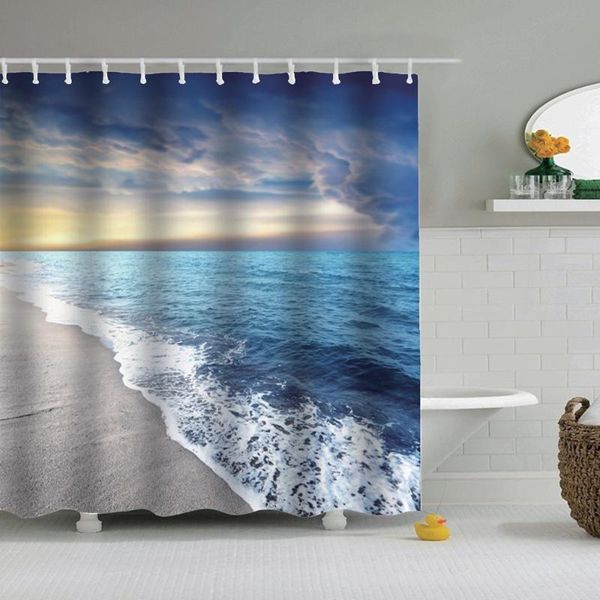 

ocean shower curtain, sand beach wave sea water pattern set curtain fabric bathroom decorations bath curtains