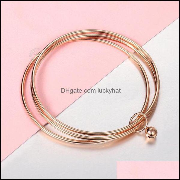

link bracelets jewelrylink chain 585 rose gold triple layered bangles cuff for women girls bracelet bead key charm fashion party jewelry g, Black