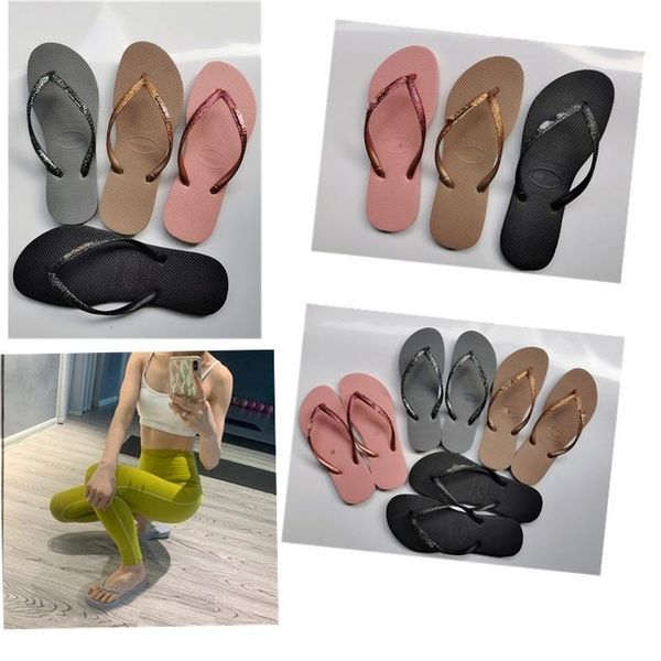 

slippers 2021 summer flat with flat-bottomed outdoor bling flip-flops sandals fashion casual vacation beach women shoes, Black