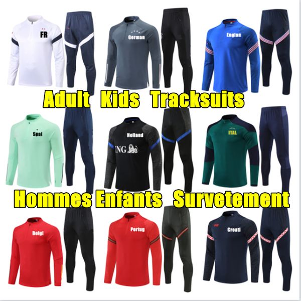 

2021 european cup mbappe pogba modric football training suits 20 21 ronaldo de jong soccer tracksuit kane rashford survetement maillots de f, Black