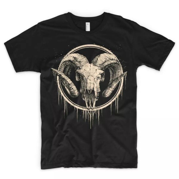 

lamb t shirt kult skull skeleton dead death heavy black metal satan pentagram, White;black