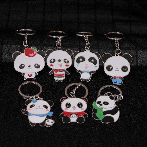 

keychains metal style creative panda keychain car travel anniversary foreign affairs small gifts pendant, Silver