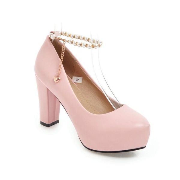 

dress shoes in the spring of 2021 fashion beaded thick with high 43 women's 40-18123, Black