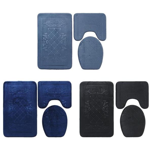 

bath mats 3pc bathroom mat set u shaped contour with lid cover