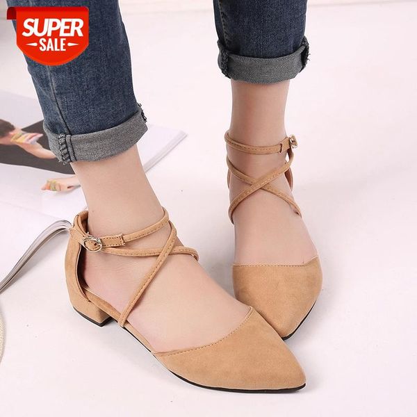 

2021 office ladies low square heels pumps spring summer cross ankle strap gladiator shoes woman casual sandals plus size #uk0q, Black