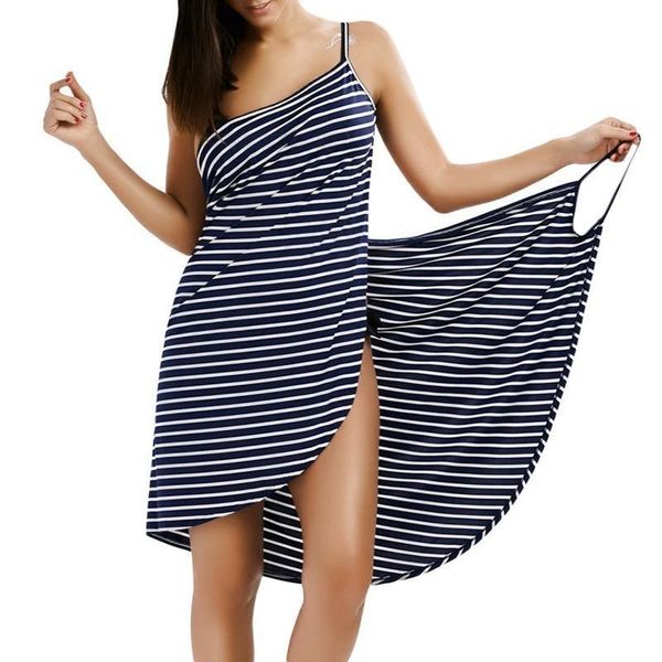 

factoryo50b sarong swimwear women scarf wrap cover up pareo beach wear robe de plage summer stripe sling backless dress, White;black