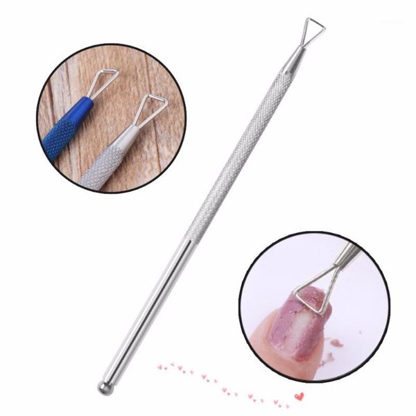 

stainless steel uv gel polish remover triangle stick rod pusher nail art tools1