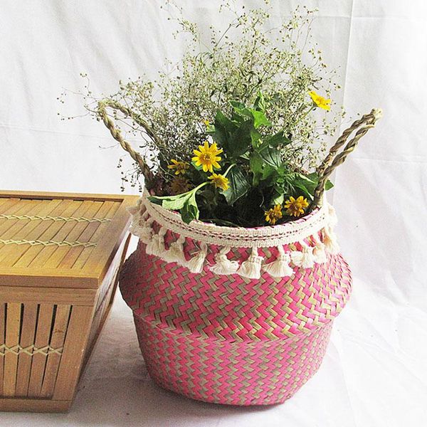 

red lattice star tassel middle diameter 32*height 28 storage baskets