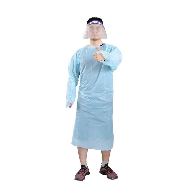 

aprons 10pcs d&z sleeved disposable pe blue color house cleaning waterproof laboratory el supplies