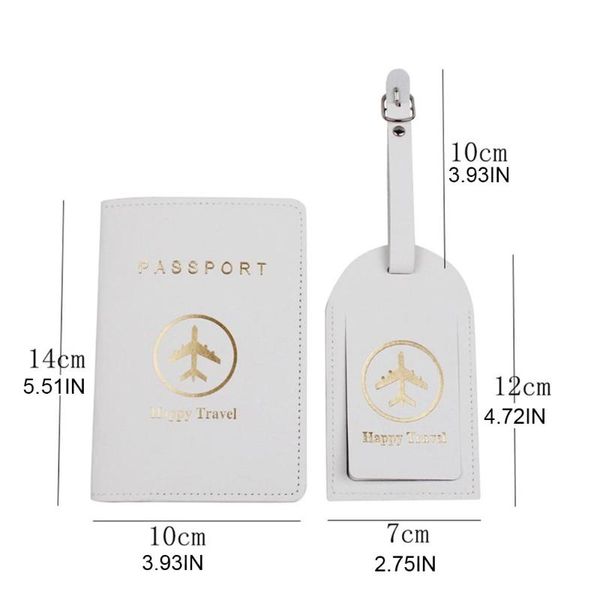 

card holders portable happy travel passport cover with luggage tags holder case protector g5ae, Brown;gray