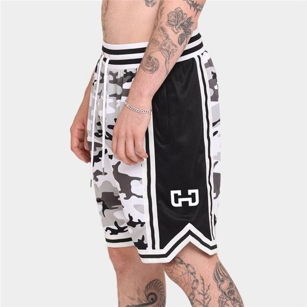 

running shorts gyms men camouflage patchwork fitness bodybuilding causal male summer quick dry beach short homme, Black;blue