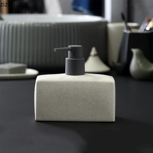 

liquid soap dispenser simple rectangle ceramic portable shampoo bottle hand sanitizer jar bathroom accessories 500ml lotion