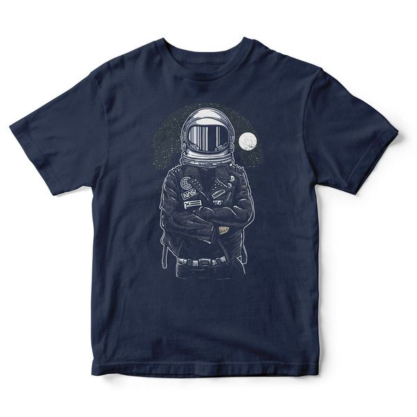 

astronaut rebel, space, moon, biker, rocket t-shirt, White;black