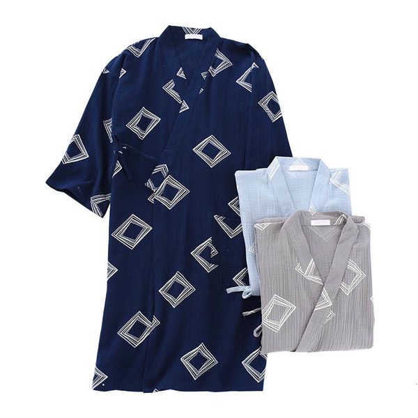 

men's sleepwear spring and summer new simple style comfort gauze cotton robes kimono loose thin homewear men bathrobe 5k7s, Black;brown