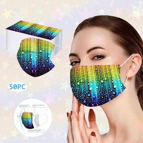 

3 layer 95%filtration efficiency disposable face masks children water drop print with elastic ear loop dustproof prevention iuenza