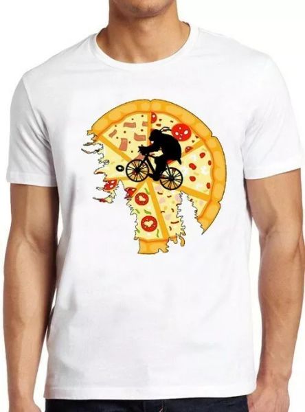 

pizza moon graphic retro funny cool gift tee t shirt 4145, White;black