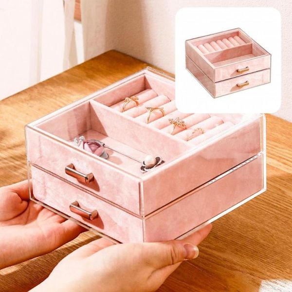 

jewelry pouches, bags organizer multi-grids fashion environmentally friendly earrings organize, Pink;blue