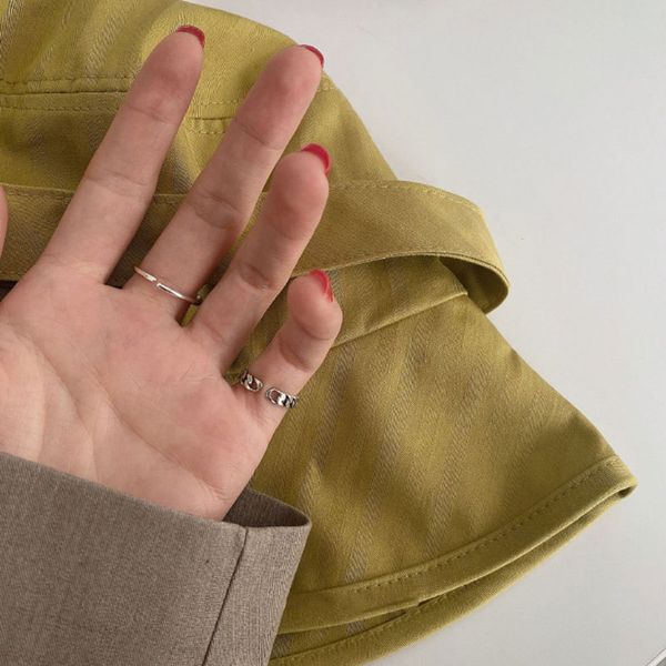 

925 sterling silver korea east gate ring women's net red personality love pendant thai tank chain htep, Golden;silver