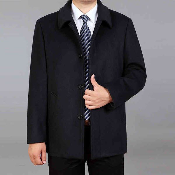 

2021 men blend autumn cashmere et male pea winter woolen trench coat overcoat plus size 7xl, Black;brown