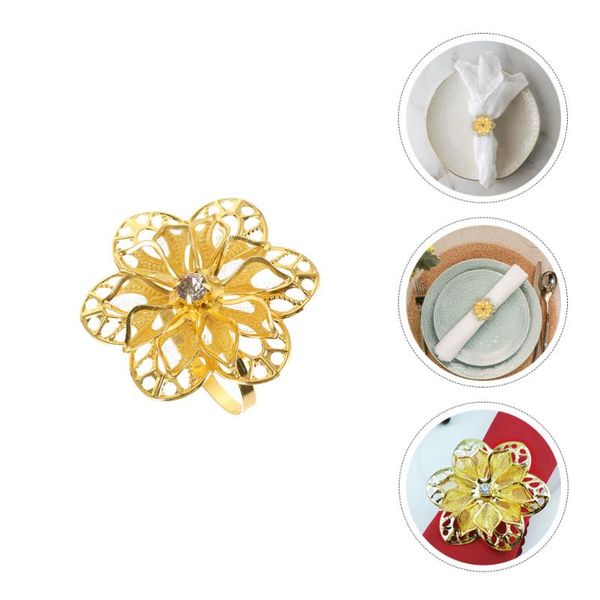 

table napkin 24pcs rings hollow out flower holder metal paper towel