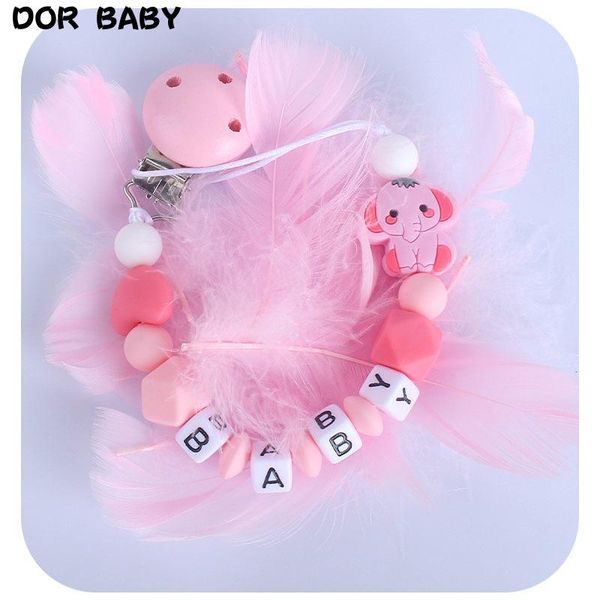 

customized baby name dummy clips chain handmade silicone beads teether teething toy pacifiers#