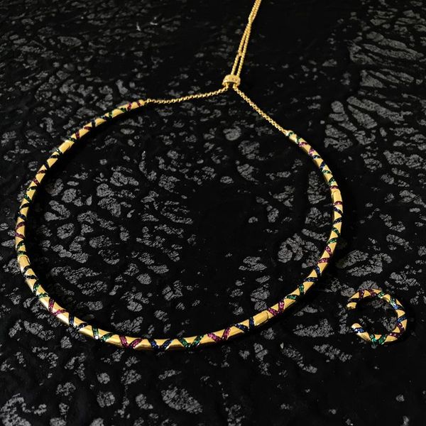 

chains s925 sterling silver colorful tribal collar adjustable pendant chain female golden yellow fashion ear clip bohemian style