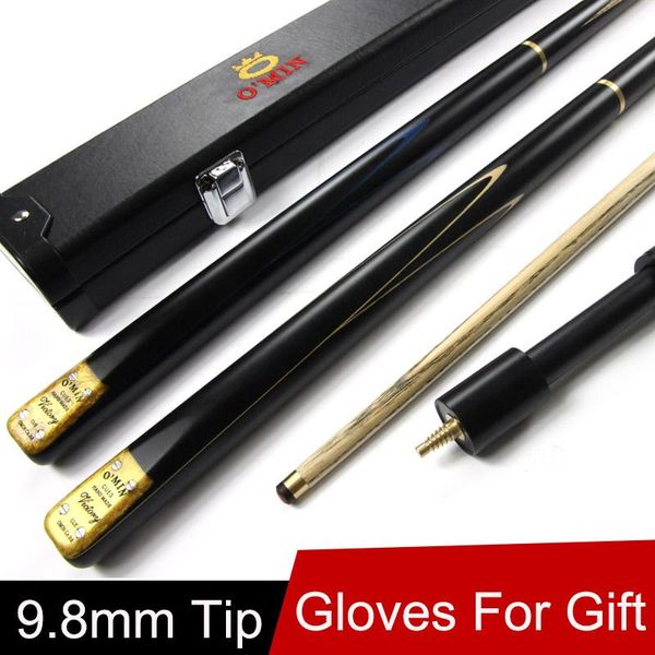 

ash wood 3/4 jointed snooker cue 9.8mm tip with black 3 4 cues case set and extension fast shippment billiard