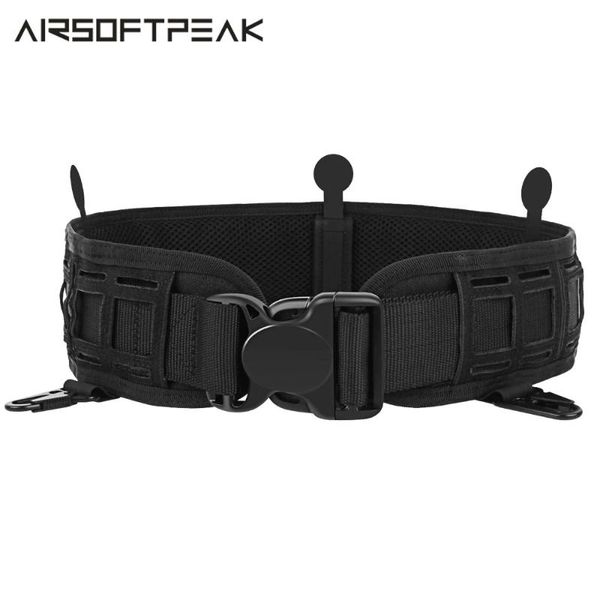 

tactical molle adjustable belt padded utility use for shooting paintball quick release army training waistband waist support, Black;gray