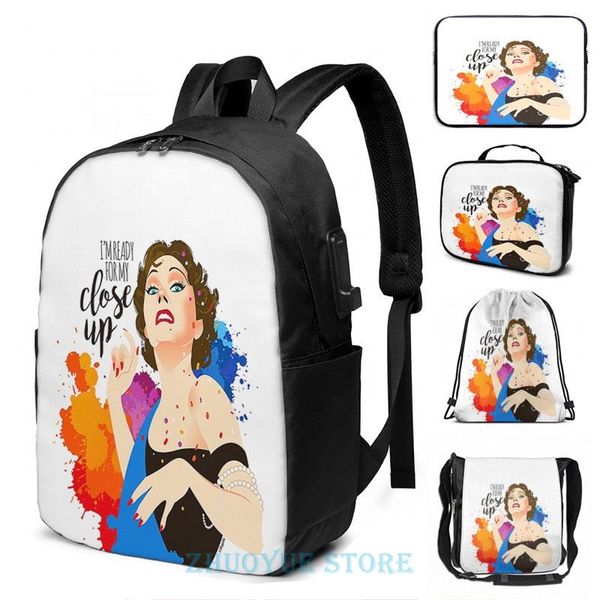 

backpack funny graphic print close up usb charge men school bags women bag travel laptop