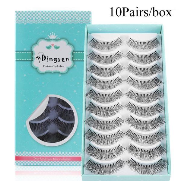 

10pairs 1.2~1.5cm natural false eyelashes wispies thick long crisscross eye lashes extension handmade makeup tools1