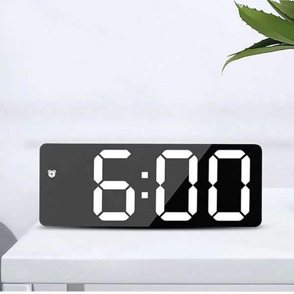 

other clocks & accessories led mirror screen alarm clock creative digital voice control snooze time date temperature display rectangle/round