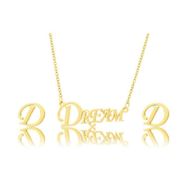 

simple stainless steel english letters dream alphabet pendant chain necklace wedding gift love you mother women jewelry necklaces, Silver