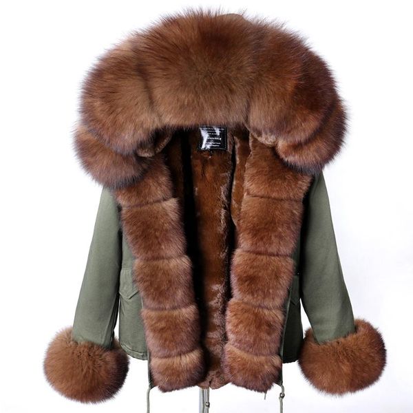 

women's fur & faux libieliy nice fashion real collar coat natural raccoon big winter parka bomber jacket, Black