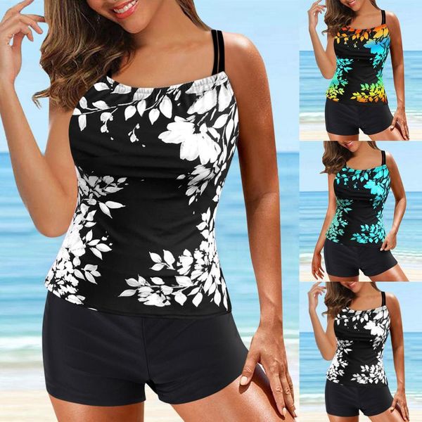 

one-piece suits 2 pieces women swimsuit tankini 2021 summer bikini mujer set swimwear digital print suspender beach split maillot de bain fe