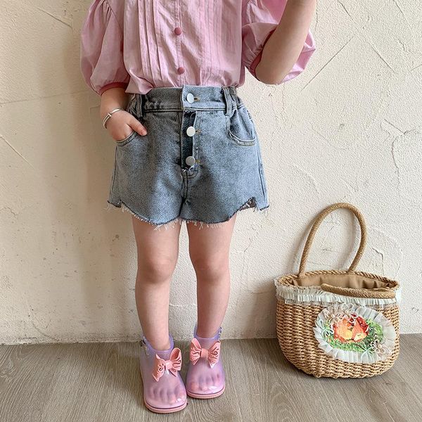 

kids' 2021 summer soft denim shorts baby girls korean fashion jeans, Black