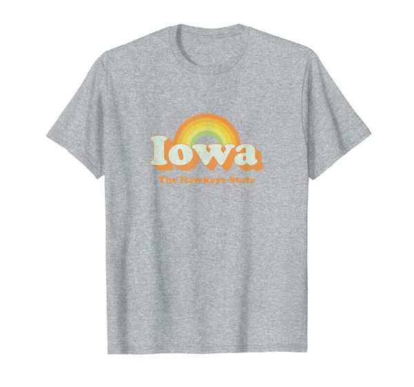 

retro iowa t shirt vintage 70s rainbow tee design, White;black