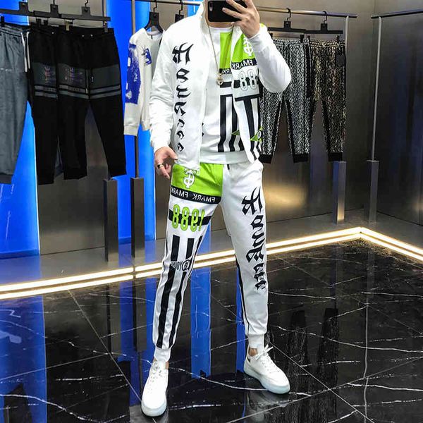 

hoodies autumn masculine fashion block letter printing cardigan two pieces thin and beautiful suit youth, Black