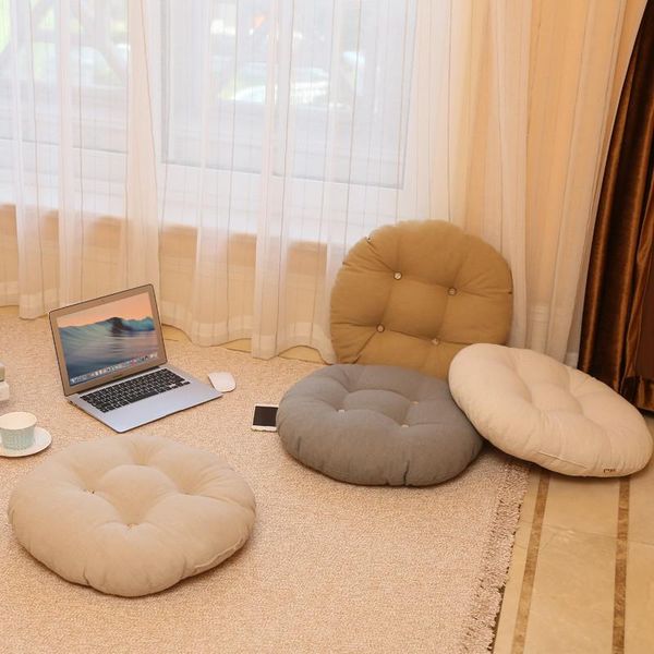 

cushion/decorative pillow cotton linen stripe thick solid color cushion bedroom bay window round japanese meditation floor soft 43cm