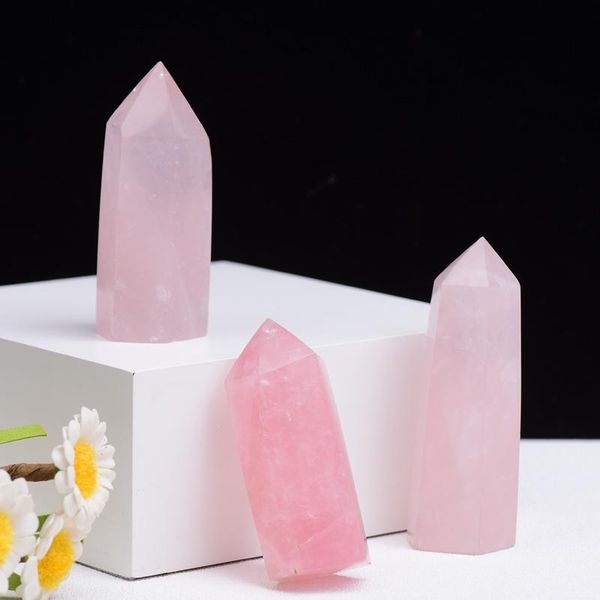 

cherry blossom pink natural crystal point column diy gift decoration quartz rock home room desk small ornaments decorative objects & figurin