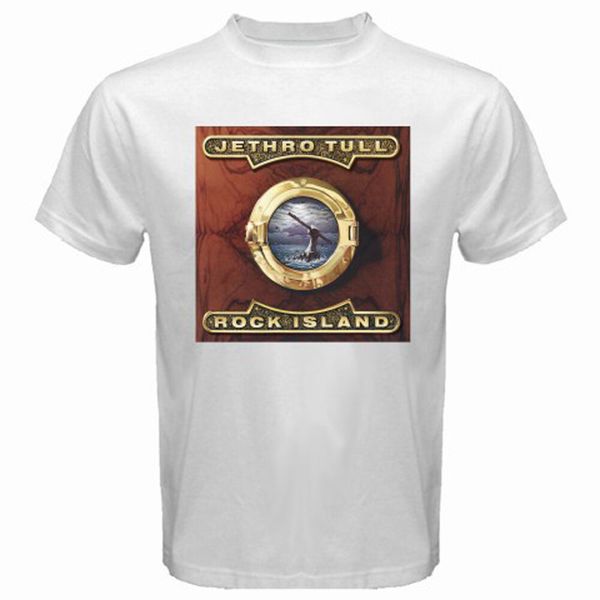 

new jethro tull rock island logo men's white t-shirt size s - 3xl, White;black