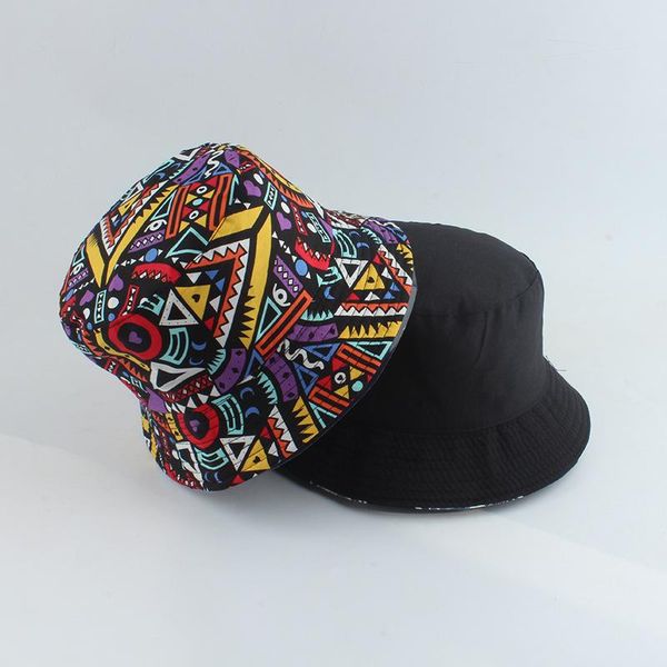 

wide brim hats sunshade hat, foldable printing fisherman's double-sided color triangle basin traveling hat for men and women in summe, Blue;gray
