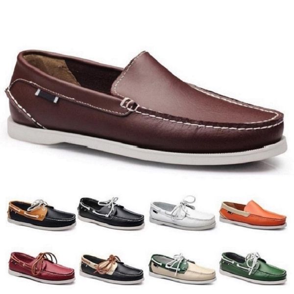 

style286 tmens running shoe leather british black white brown green yellow red fashion outdoor comfortable breathable sports shoes