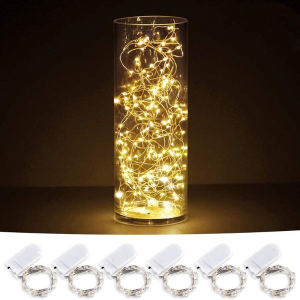 

strings 10pcs fairy lights battery operated string 20 30 led silver copper wire for wedding party mason jar christmas bedroom dec