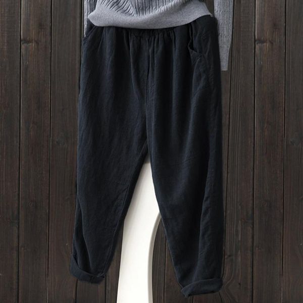 

women's pants & capris loose slim casual harem long black l size, Black;white