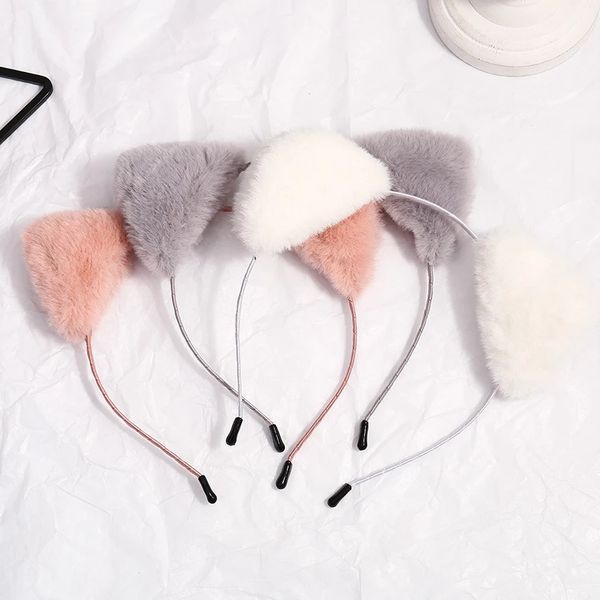 Sweet Cat Ears Head Bands Fashion HairBezel Balls Bastoncini per capelli in peluche Fascia per capelli Donna Ragazze Hairhoop Accessori per feste di compleanno