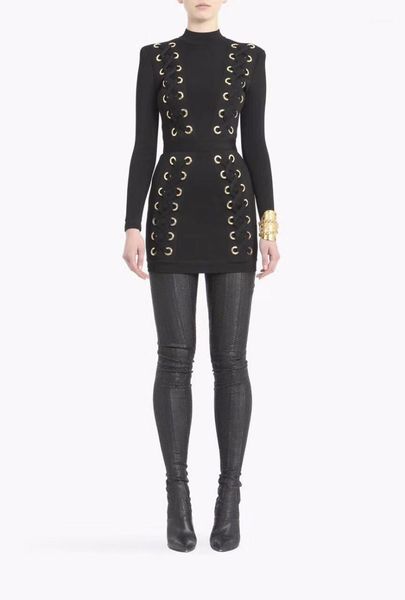 

casual dresses celebrity black long sleeve bodycon mini rayon bandage dress evening party, Black;gray