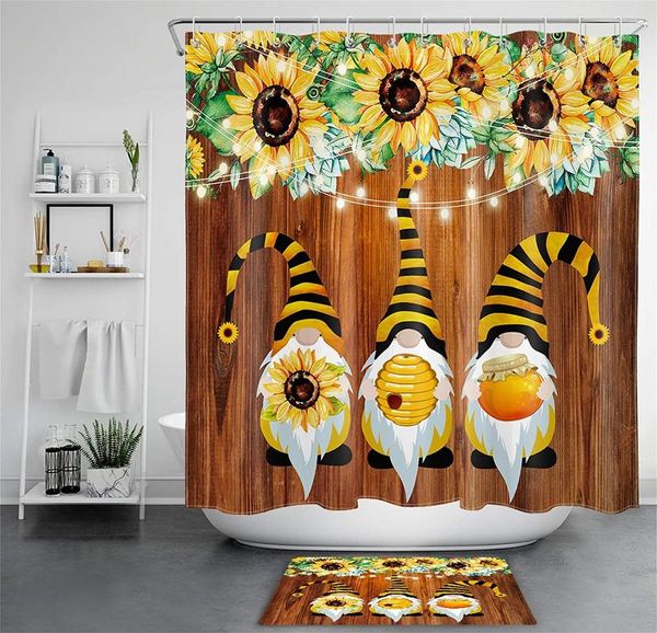

shower curtains spring sunflowers funny rustic wooden board vintage floral set