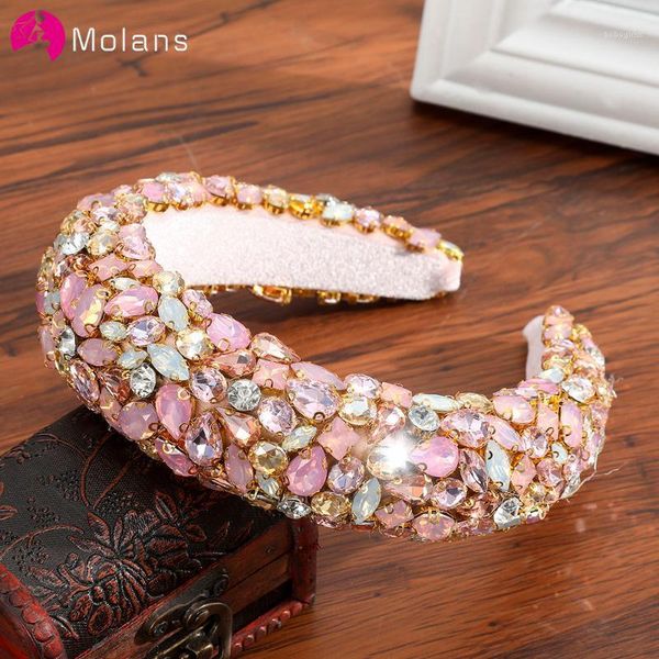 

molans rhinestones headband thick sponge hairband colored gorgeous hair bands accessories1